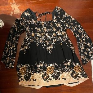 Free People Floral Dress with Bell Sleeves